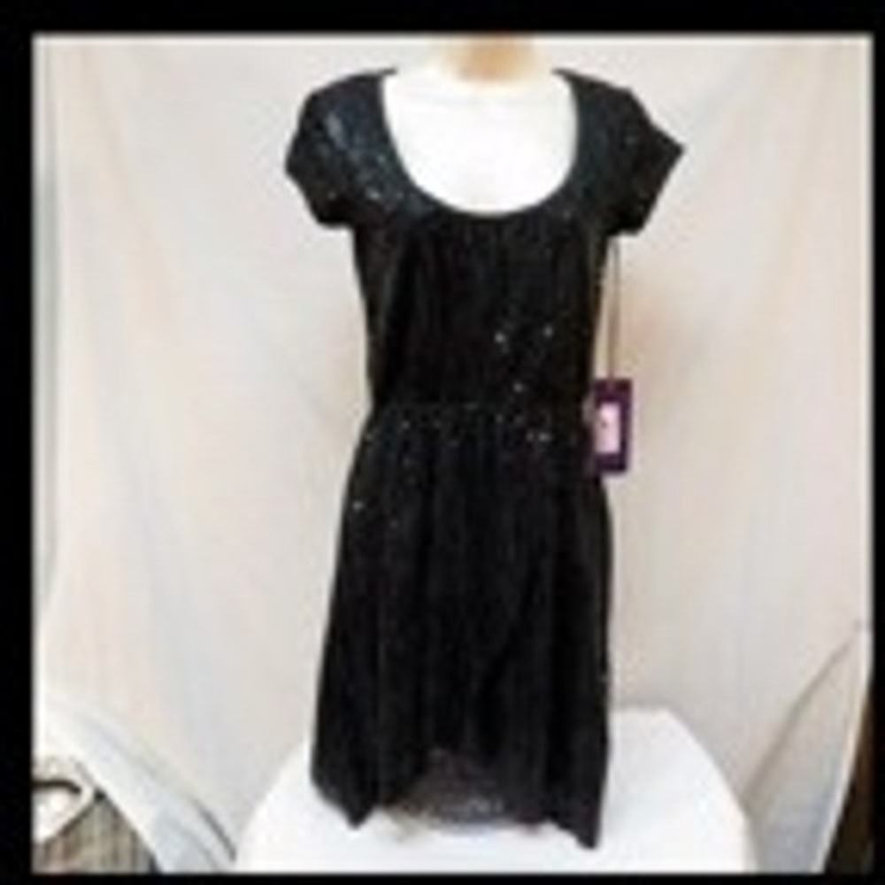 NWT Rock & Roll Cowgirl Dress Sequin Cap Sleeve Charcoal Tulip Juniors Size S